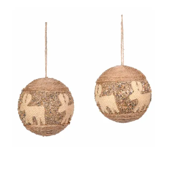 10cm Ball Reindeer Ornament 2 Pcs {3}