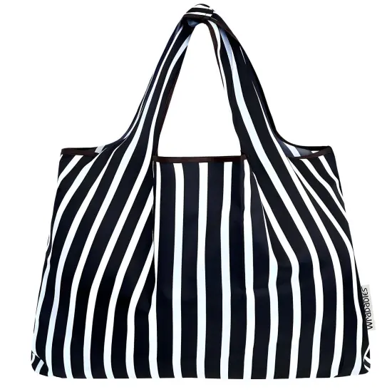 Wrapables Large Foldable Tote Nylon Reusable Grocery Bags, Stripes {3}