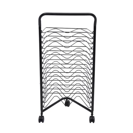 Mobile Paint Drying Rack Metal Desktop Artwork Storage 16 Shelves Rolling Cart {2}