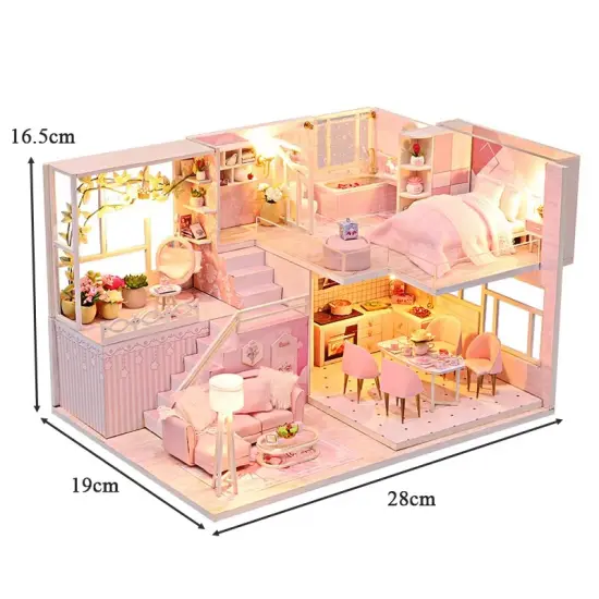 Miniature Wizardi Roombox Kit - Pink Dreams Dollhouse Kit {4}