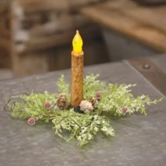 Frosty Red Berry & Cone Candle Ring 1.5" {2}