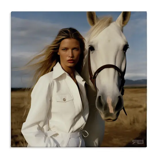 Stupell Industries Equestrian Girl & White Horse Canvas Wall Art Design by RB {1}