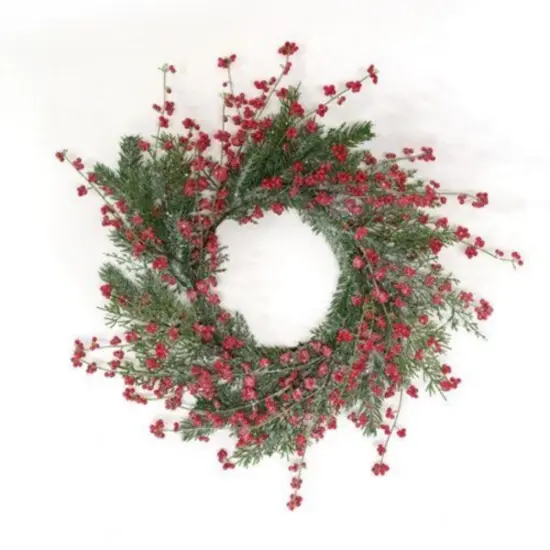 Sparkling Red Berries & Mixed Greens Candle Ring 6.5" {1}