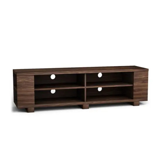 Wooden TV Stand with 8 Open Shelves for TVs up to 65 Inch Flat Screen Light Brown {10}