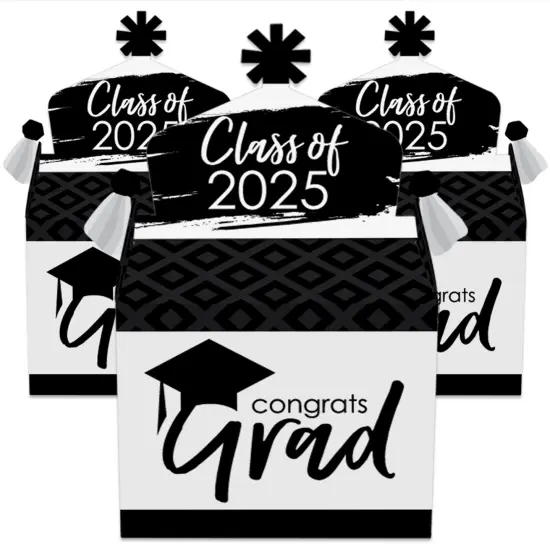 Big Dot of Happiness Black and White Grad - Best is Yet to Come - Treat Box Party Favors - 2025 Grad Party Goodie Gable Boxes - Set of 12 {3}
