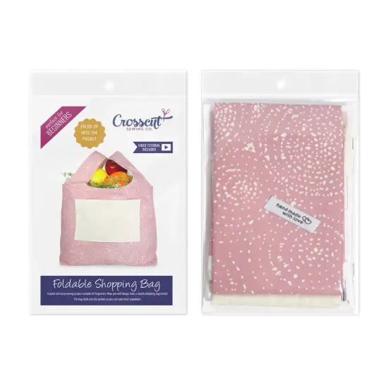 Crosscut Sewing Co.&reg; Foldable Shopping Bag Sewing Kit - Beginner Sewing Project Kit Rose spiral {2}