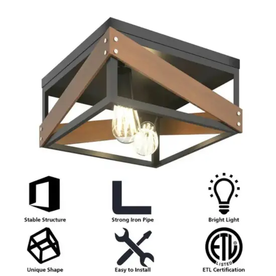 Living Room Adjustable Rustic Ceiling Geometric Lamp with Iron Shade {5}