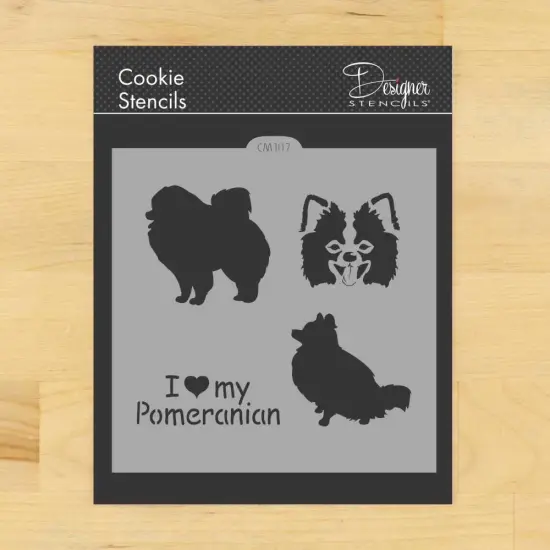 I Love My Pomeranian Cookie & Craft Stencil | CM107 by Designer Stencils | Cookie Decorating Tools | Baking Stencils for Royal Icing, Airbrush, Dusting Powder | Craft Stencils for Canvas, Paper, Wood | Reusable Food Grade Stencil {1}