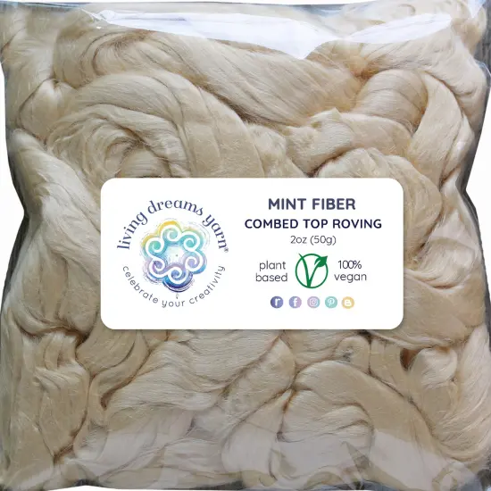 2oz Mint Fiber: Natural White Undyed Combed Top Roving. Plant Based, Eco Friendly, Vegan {1}