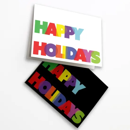 Modern Rainbow Happy Holidays Greeting Cards Boxed Set &ndash; 24 Festive Notecards with Envelopes, Bold and Colorful Holiday Cards in Black and White Designs {6}