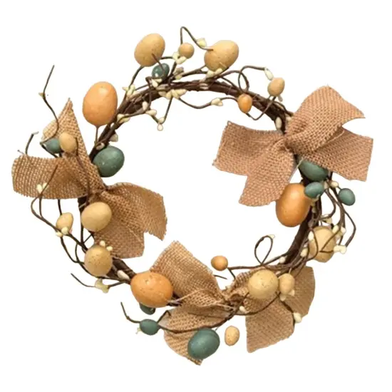 Spring Eggs & Pips Mini Wreath Burlap Accent 6.5&rdquo; Diameter {1}