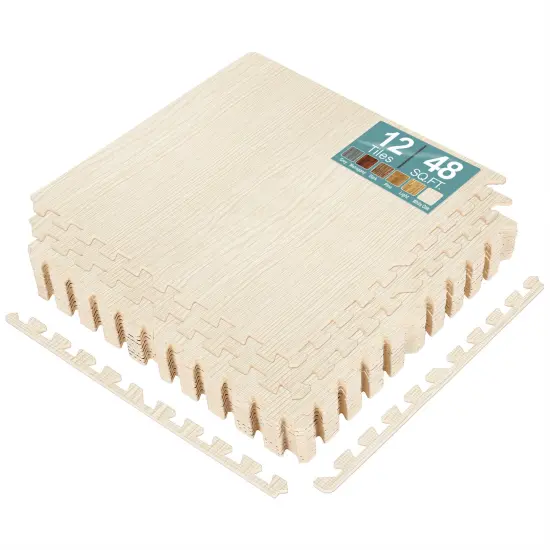 Sorbus 48Sq. Ft. Wood Grain Floor Tiles Foam Mat {1}