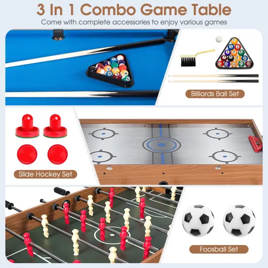 48 Inch 3-In-1 Multi Combo Game Table with Soccer for Game Rooms {6}