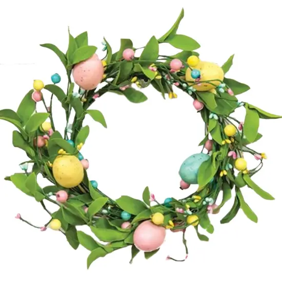 Easter Eggs & Herb Leaves Wreath 12" {1}