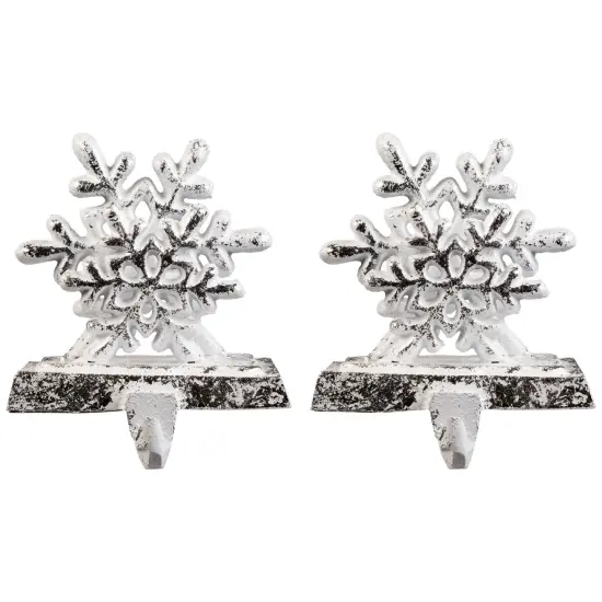 Northlight Double Snowflake Christmas Stocking Holders - 4.75" - Silver - Set of 2 {1}