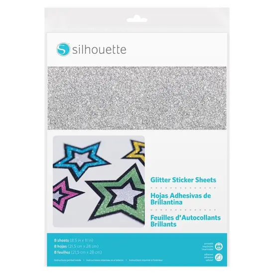 Silhouette Sticker Sheets - Silver Glitter {1}