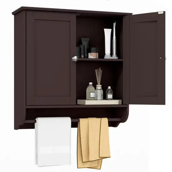 Wall Mounted Bathroom Storage Medicine Cabinet with Towel Bar Gray {8}