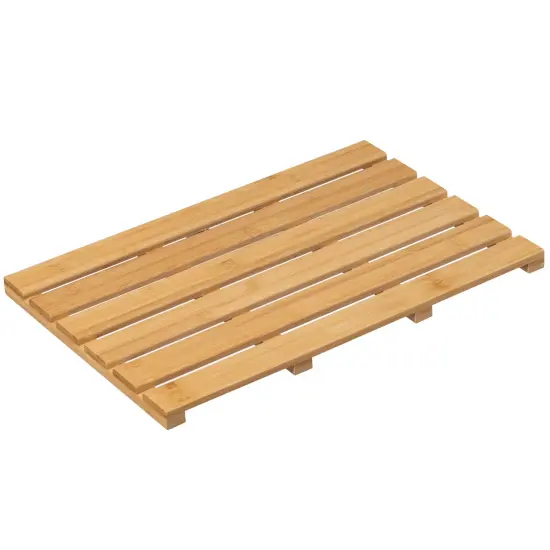 Basicwise 21.25-inch Luxury Non-Slip Waterproof Durable Bamboo Bath Mat - Multi-Purpose Home Essentials for Indoor and Outdoor Use - Perfect for Showers, Bathtubs, Spas, Saunas, Bathrooms, and Pools {1}