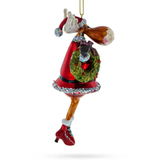 Reindeer Lady Adorned with Wreath Glass Christmas Ornament {3}