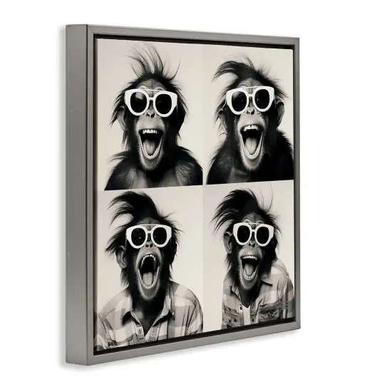 Stupell Industries Fun Sunglasses Monkey Framed Floater Canvas Wall Art Design by Roozbeh Bahramali {3}