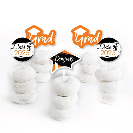 Big Dot of Happiness Orange 2025 Graduation Party - Dessert Cupcake Toppers - Clear Treat Picks - Set of 24 {3}