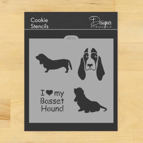 I Love My Basset Hound Cookie & Craft Stencil | CM105 by Designer Stencils | Cookie Decorating Tools | Baking Stencils for Royal Icing, Airbrush, Dusting Powder | Craft Stencils for Canvas, Paper, Wood | Reusable Food Grade Stencil {1}