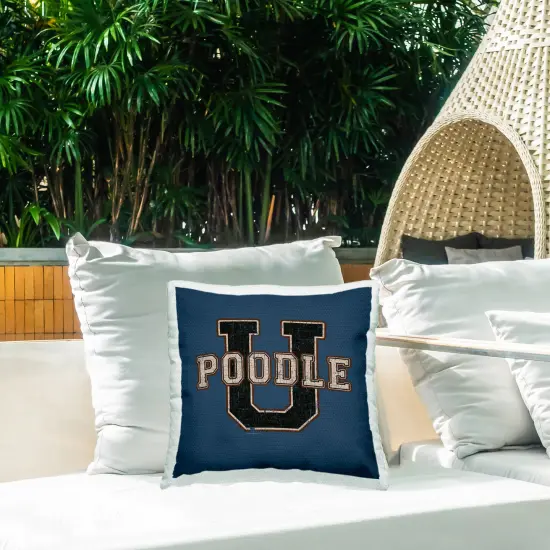 Varsity Poodle U Outdoor Printed Pillow Design by Spirit Animals/Life Is High, 18 x 7 x 18 {2}