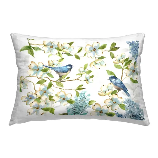 Dogwood & Bluebirds Decorative Printed Throw Pillow Design by Nan, 14 x 7 x 20 {1}