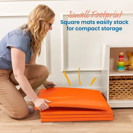 Play Patch Activity Mat Squares, Modular Playmat, 4-Pack Orange {4}