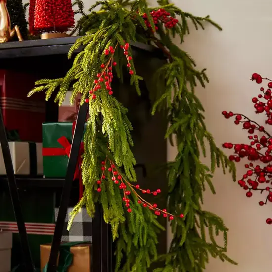 96-Inch Real Touch Norfolk Pine Garland &ndash; Elegant Greenery for Holiday Decor {4}