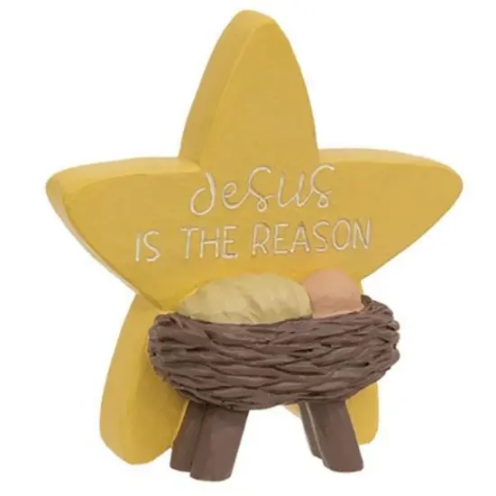 Jesus Is The Reason Baby Jesus With Star Resin Plaque {1}