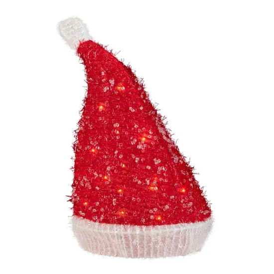 Northlight 12.25" Lighted Santa Hat Christmas Tree Topper, Clear Lights Red {5}