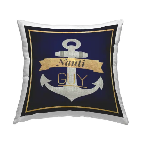 Nauti Guy with Anchor Decorative Printed Throw Pillow Design by Graffitee Studios, 18 x 7 x 18 {1}