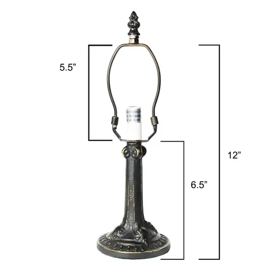 Gothic Metal Lamp Base, Antique Bronze Finish With Gold Highlights, Nicely Weighted, 12" Tall {1}