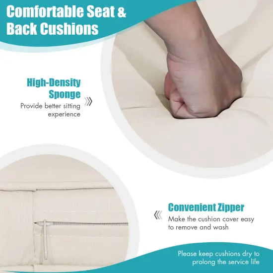 2-Person Patio PE Wicker Hanging Porch Swing Bench Chair with Cushion White {6}