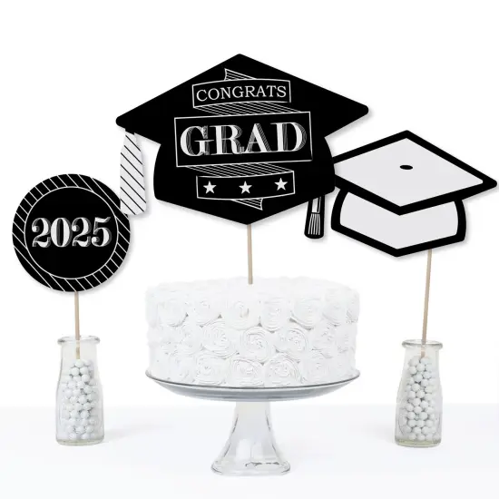Big Dot of Happiness Graduation Cheers - 2025 Graduation Party Centerpiece Sticks - Table Toppers - Set of 15 {6}