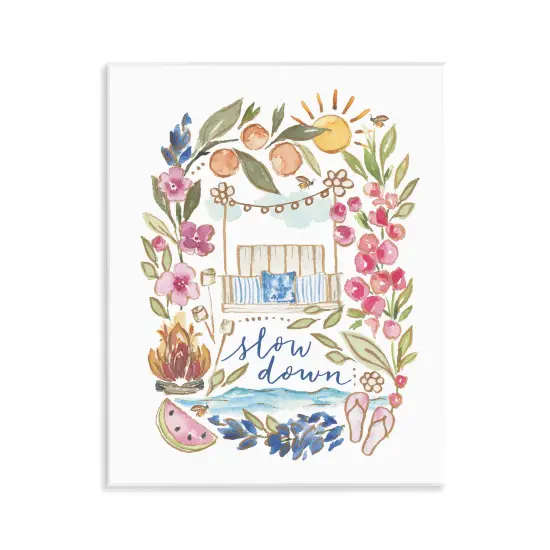 Stupell Industries Slow Down Summer Florals Wall Plaque Art Design by Blue Chair Blessing {1}