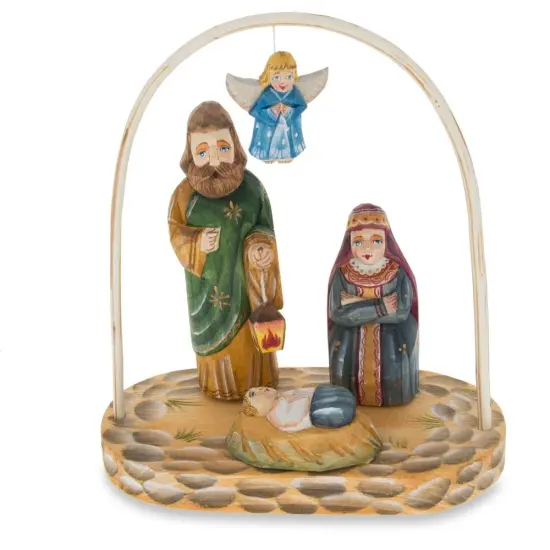 Wooden Hand Carved Nativity Scene Figurines 6.4 Inches {3}