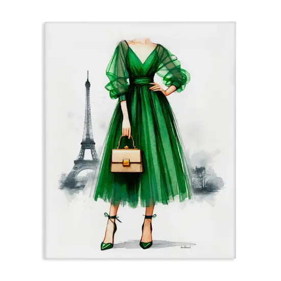 Stupell Industries Parisian Green Dress Canvas Wall Art Design by Amanda Greenwood {1}