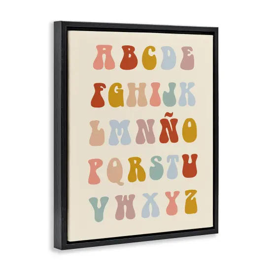Stupell Industries Abecedario Estilo Vintage Framed Floater Canvas Wall Art Black Floater Frame {3}