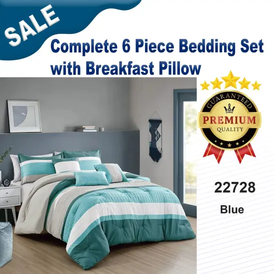 Complete 6 Piece Bedding Set with Breakfast Pillow {1}
