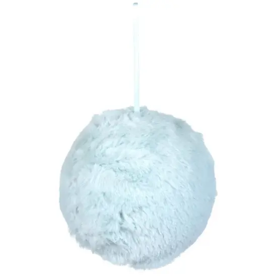Northlight Faux Fur Plush Ball Christmas Ornament - 4" - Light Green {4}