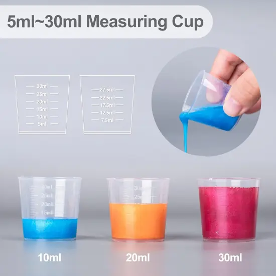 LET'S RESIN Epoxy Mixing Cups Kit,200Pcs, Plastic, 30ml Disposable Measuring Cups,50 Wooden Stirring Sticks, Dropper for Paint Mixing, Jewelry Making {4}