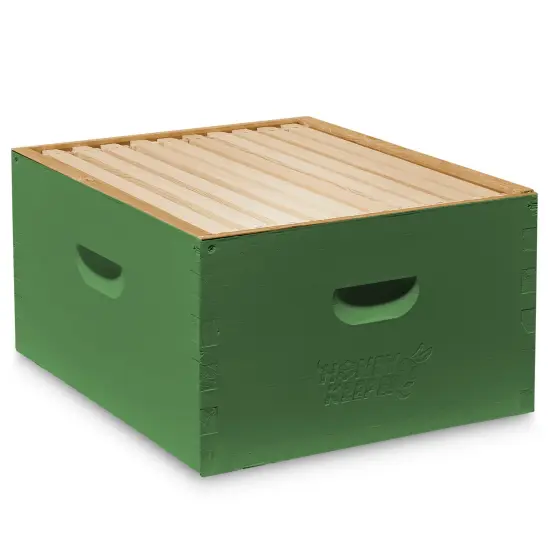 Honey Keeper Complete Deep Hive Body Kit, Painted and Assembled Beehive with 10-Frames Green {1}