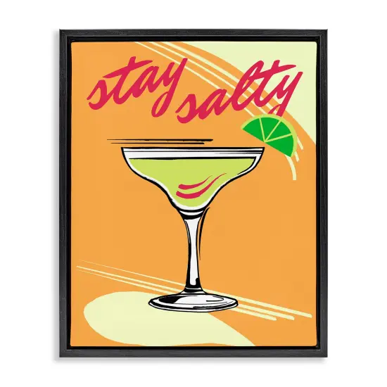 Stupell Industries Stay Salty Margarita Framed Floater Canvas Wall Art Design by Elizabeth Medley {1}