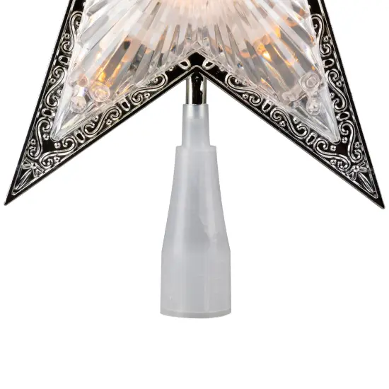 Northlight 9" Pre-Lit Silver and Clear Crystal 5 Point Star Christmas Tree Topper - Clear Lights {7}
