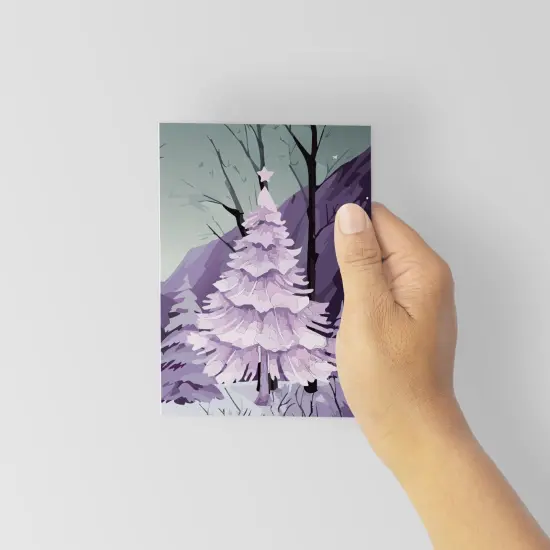Purple Winter Christmas Greeting Cards Boxed Set &ndash; 24 Holiday Notecards Featuring 12 Enchanting Tree Designs, Perfect for Stylish and Serene Festive Wishes {6}
