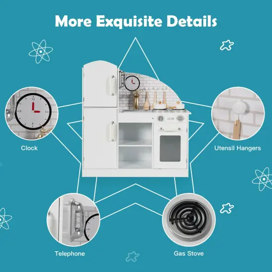 Kids Kitchen Playset Pretend Play Cooking Set with Vivid Faucet and Telephone {6}