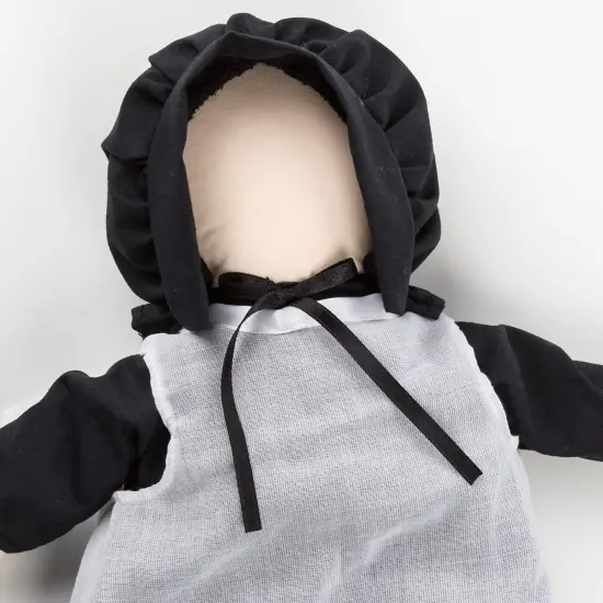 Aurora World Traditional Soft Cloth Amish Doll No Face Plain Clothes Bonnet Apron Black Dress {3}