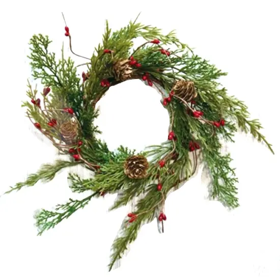 3.5" Evergreen Pine With Red Pips Ring Perfect for Wreath Displays or Door Decor {1}